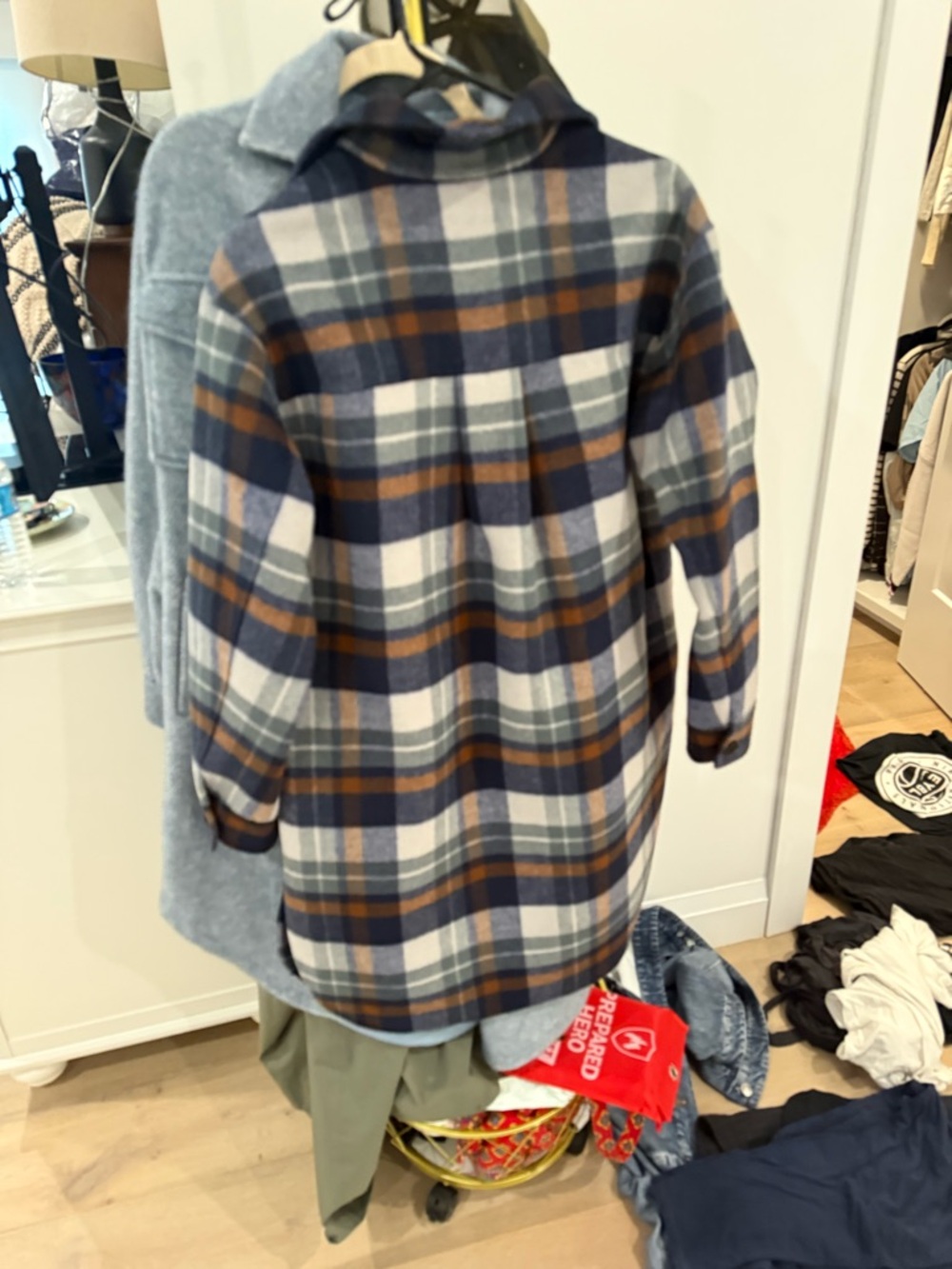 Rails Plaid Shirt Jacket in Navy, Camel & Gray